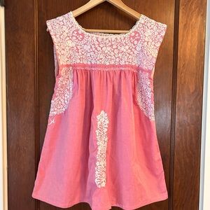 Mi Golondrina Pink Embroidered Top